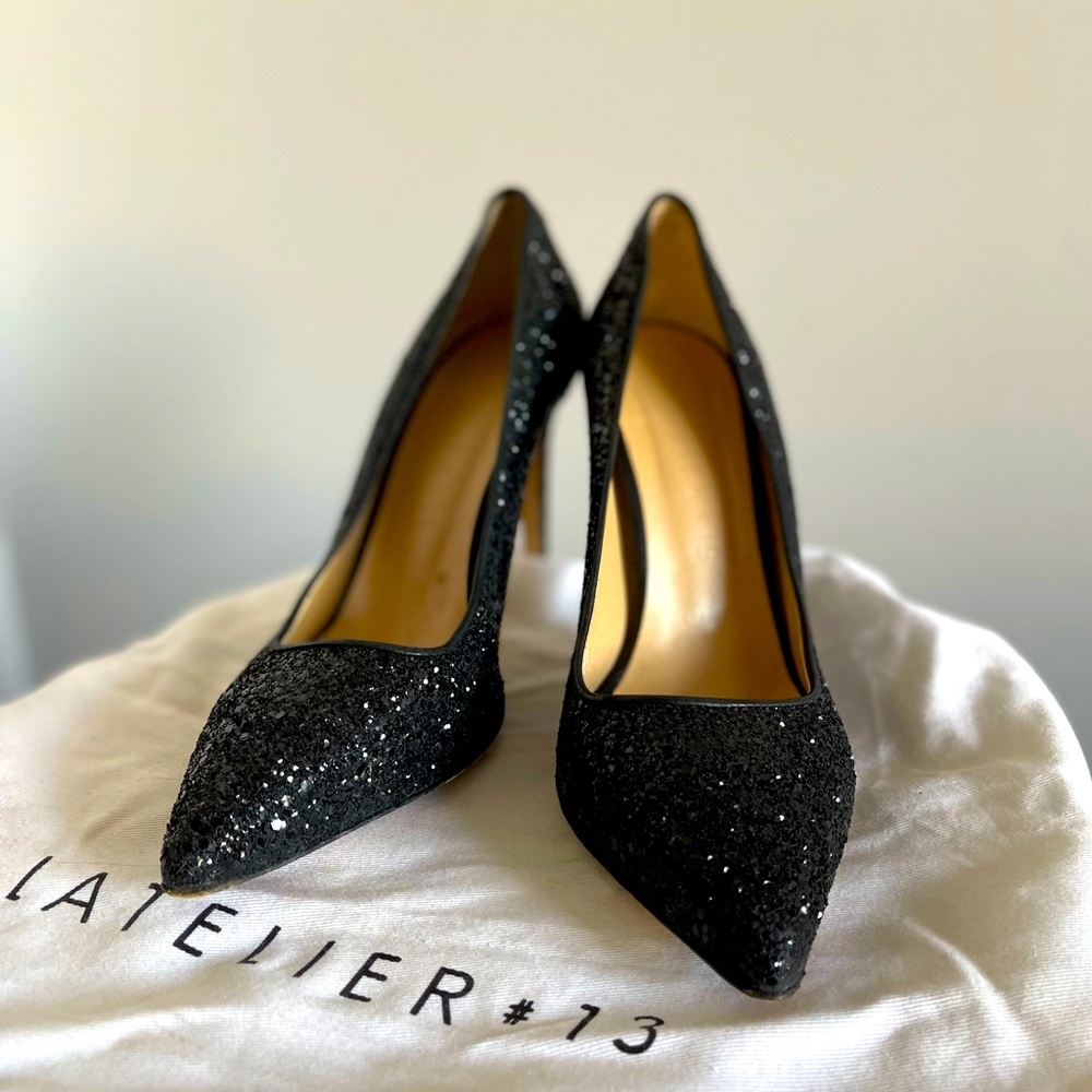 Latelier13 heels shoes | Black glitters | FR39 US8.5